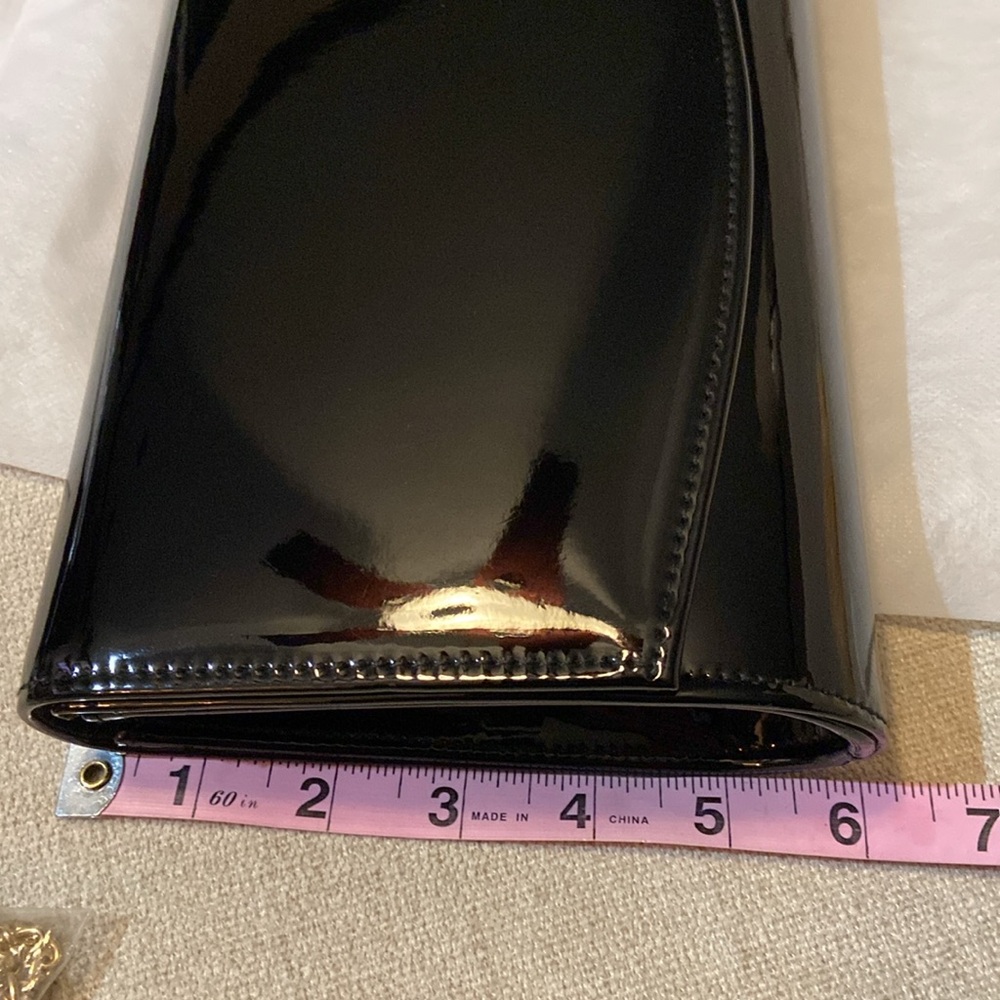 NEW in package black patent evening bag by Charming Tailor. Chain length 48" - Picture 5 of 7